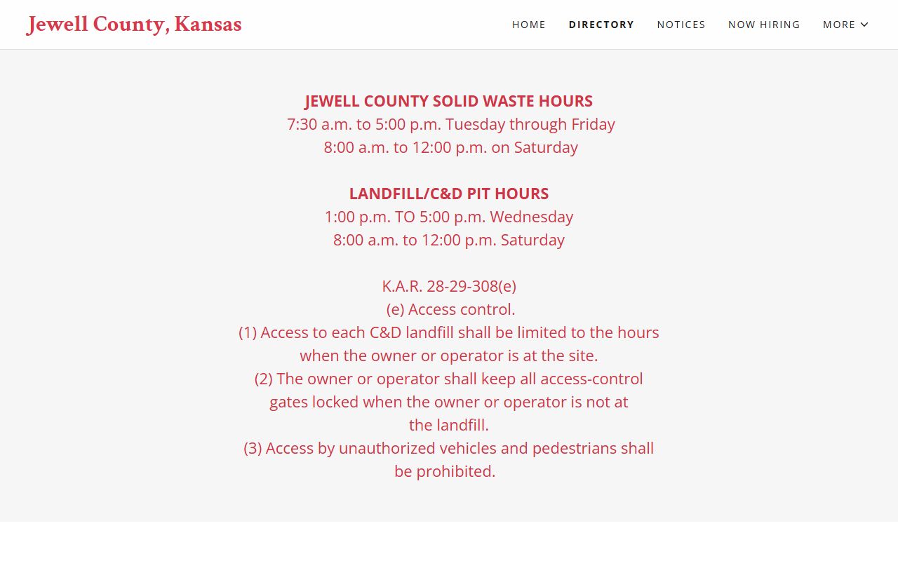 Jewell County inmate records official county directory contact screenshot